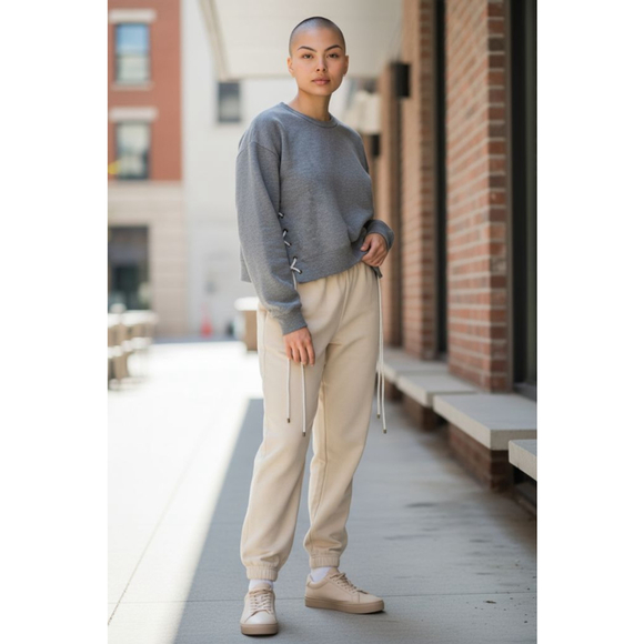 Ragdoll! Edgy Side Laced Sweatshirt with Embrodierd Stich Detail Well Made C/P - Picture 4 of 14